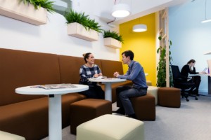 Image of the UKGBC's new soft seating and tables, part of the office furniture provided by Rype Office