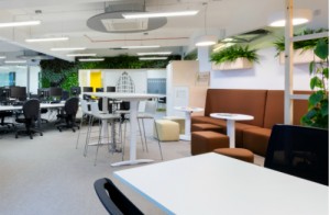Image of the new UKGBC office, including the remanufactured office furniture provided by Rype Office